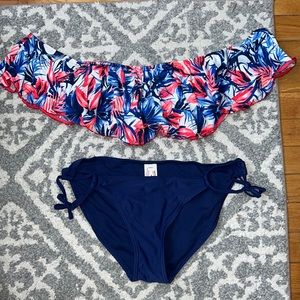 cute floral off the shoulder swim suit
